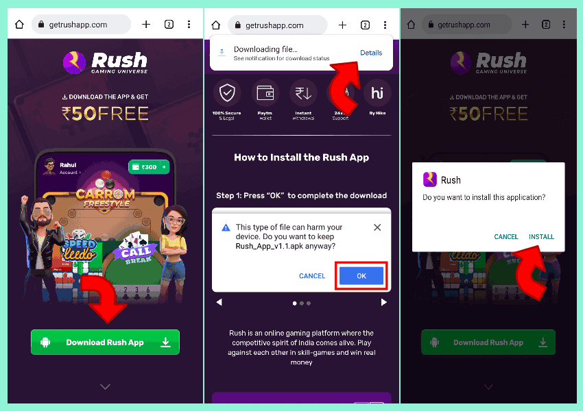 rush app download kaise kare